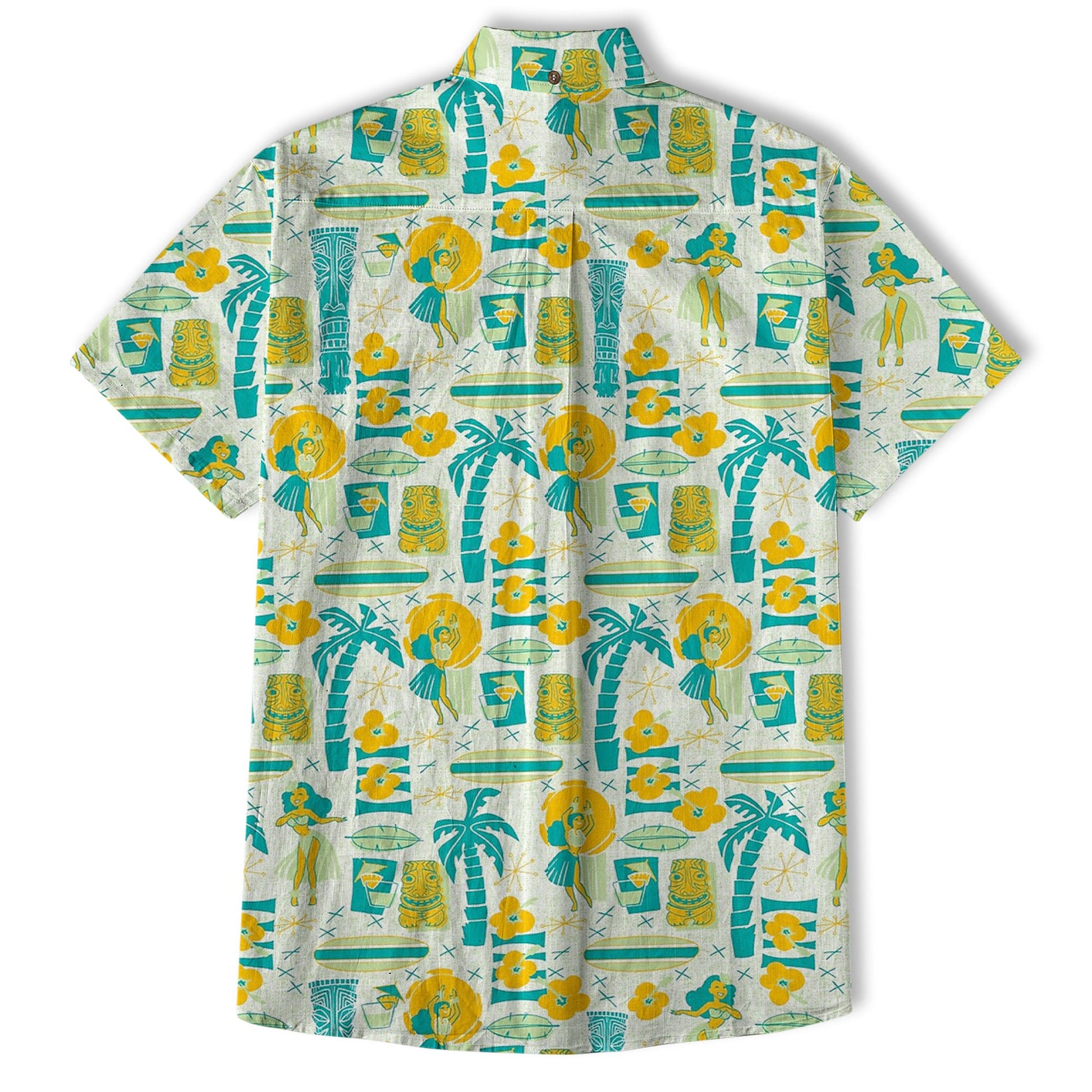 Surfing Tiki Mask Pattern Hawaii Shirt for Men, Tiki Mask Hawaiian Shirt