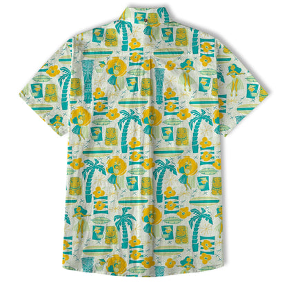Surfing Tiki Mask Pattern Hawaii Shirt for Men, Tiki Mask Hawaiian Shirt