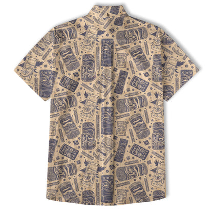 Surfing Tiki Mask Pattern Hawaii Shirt for Men, Tiki Mask Hawaiian Shirt