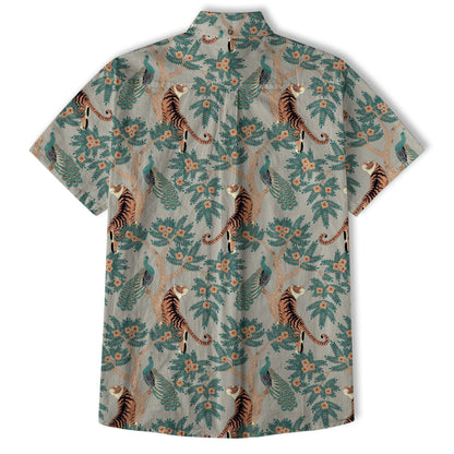 Tiger And Peacock Jungle Aloha Hawaiian Shirt