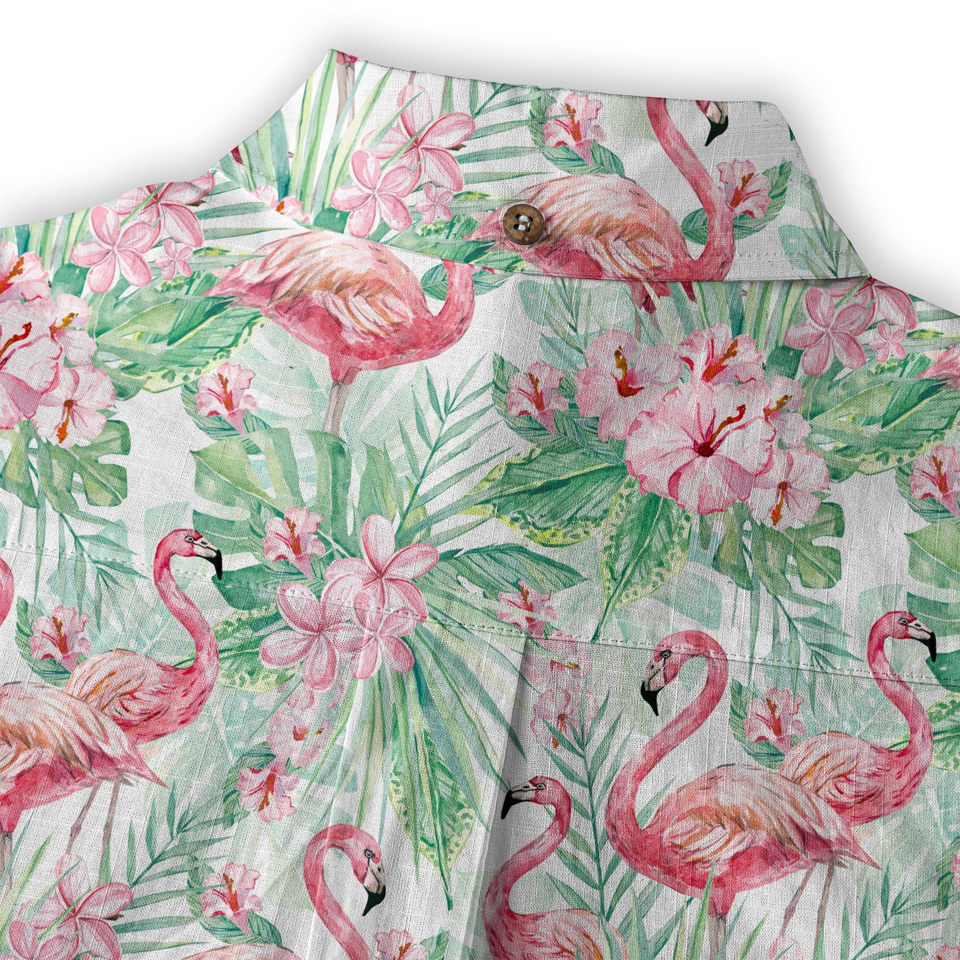 Floral Flamingo Hawaii Pattern Shirt, Hibiscus Hawaiian Shirt
