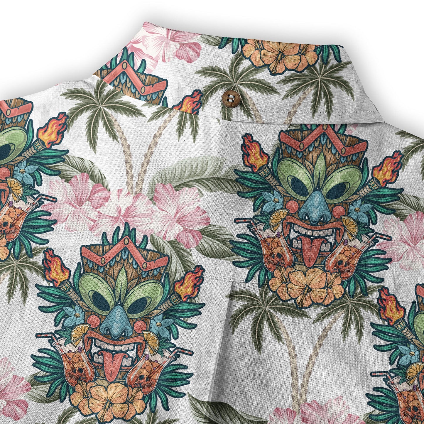 Tiki Mask Pattern Hawaii Shirt for Men, Aloha Pattern Shirt