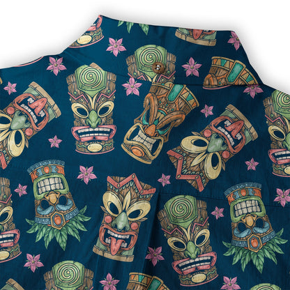 Tiki Mask Pattern Hawaii Shirt for Men, Aloha Hawaii Shirt