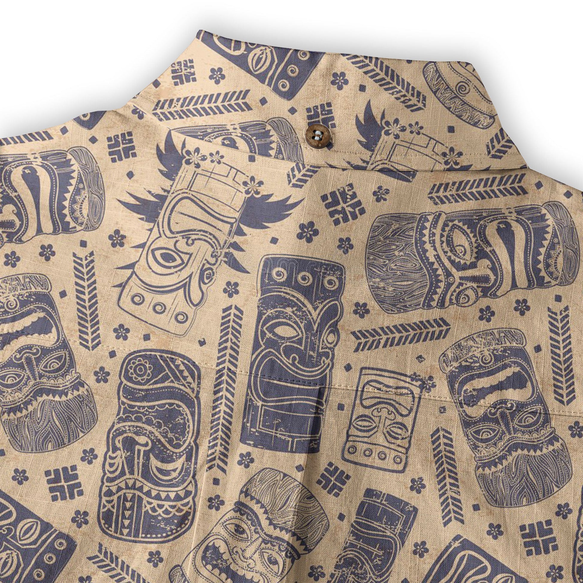 Surfing Tiki Mask Pattern Hawaii Shirt for Men, Tiki Mask Hawaiian Shirt