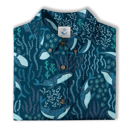 Humpback Whales Hawaii Shirt, Ocean Animals Button Up Shirt