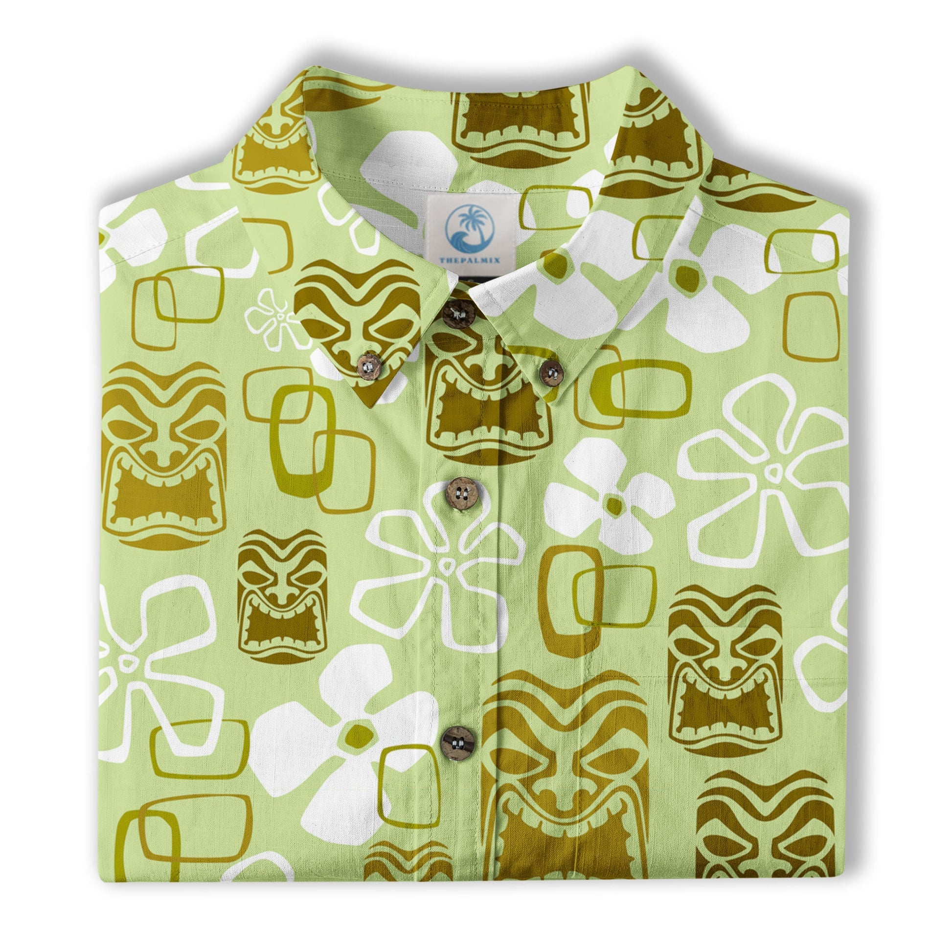 Exotic Tiki Pattern Hawaii Shirt for Men, Hibiscus Hawaii Shirt