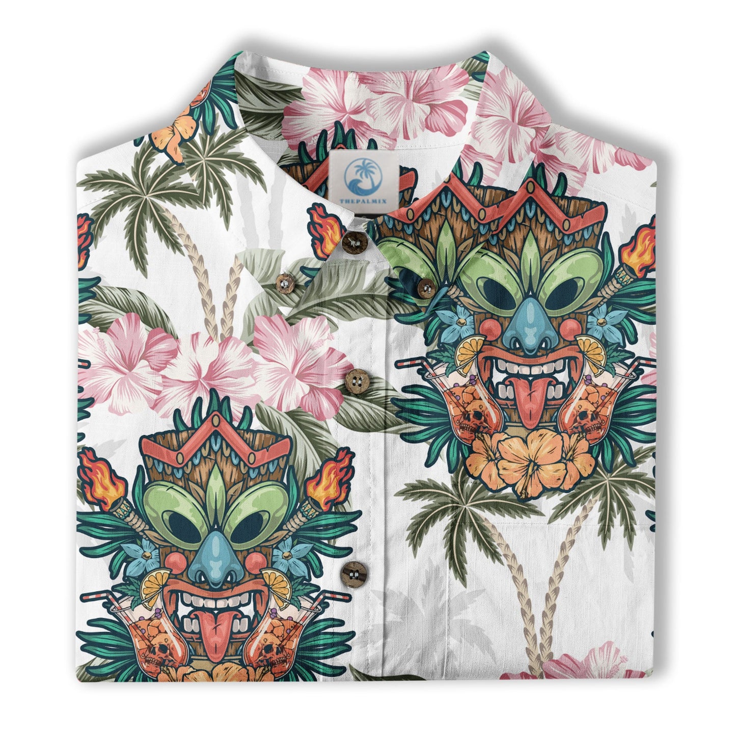 Tiki Mask Pattern Hawaii Shirt for Men, Aloha Pattern Shirt