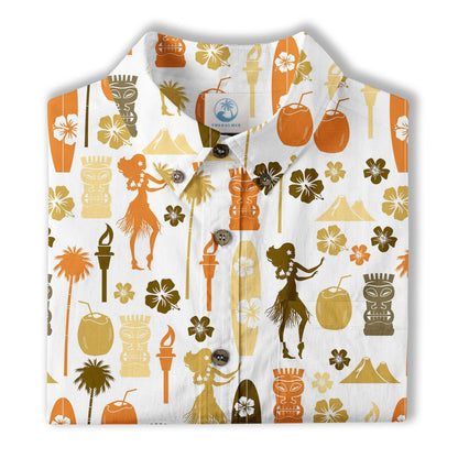Tiki Mask Pattern Hawaii Shirt for Men, Aloha Pattern Hawaii Shirt