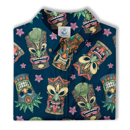 Tiki Mask Pattern Hawaii Shirt for Men, Aloha Hawaii Shirt