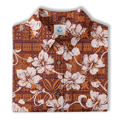 Vintage Tribal Hawaii Shirt for Men, Aloha Pattern Hawaii Shirt