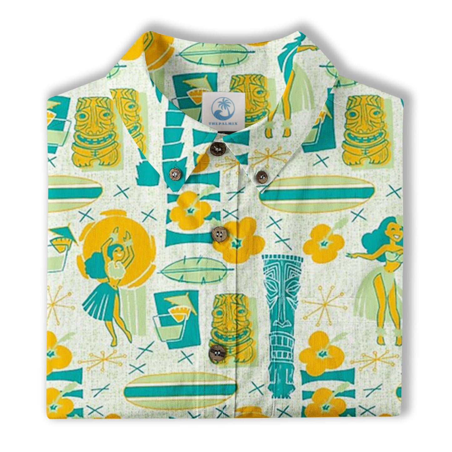 Surfing Tiki Mask Pattern Hawaii Shirt for Men, Tiki Mask Hawaiian Shirt