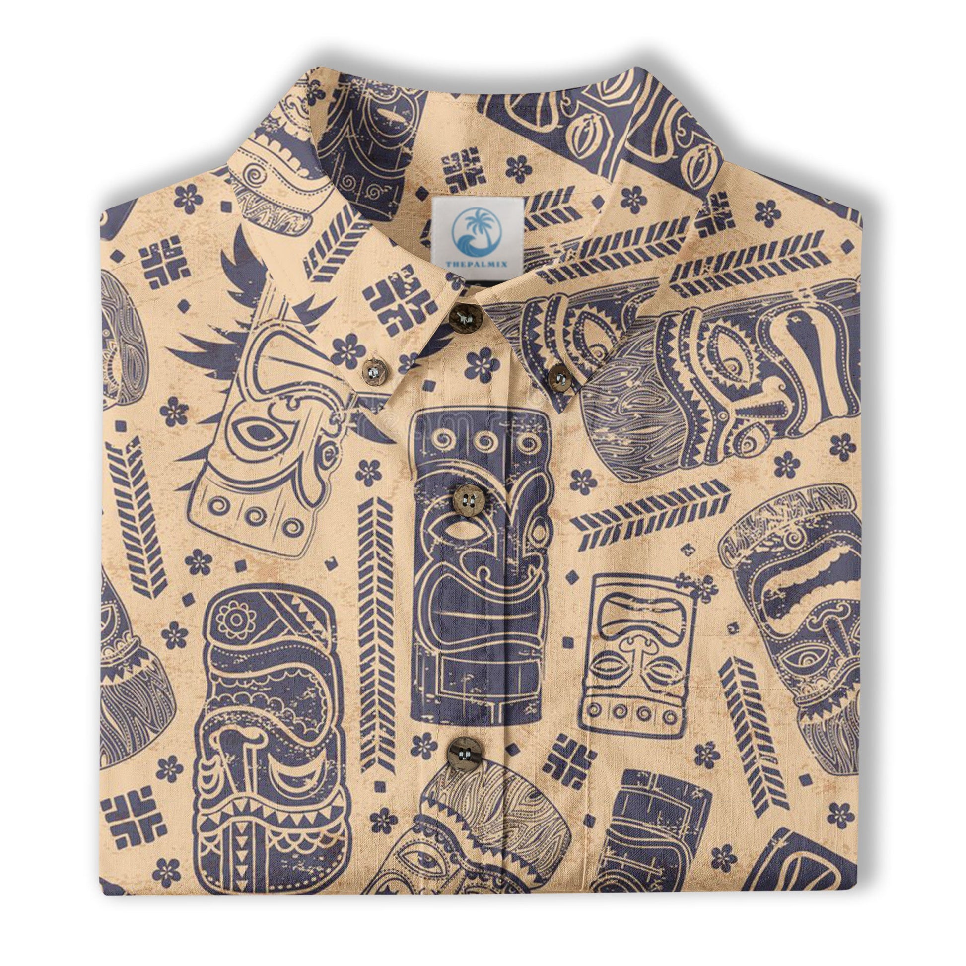 Surfing Tiki Mask Pattern Hawaii Shirt for Men, Tiki Mask Hawaiian Shirt