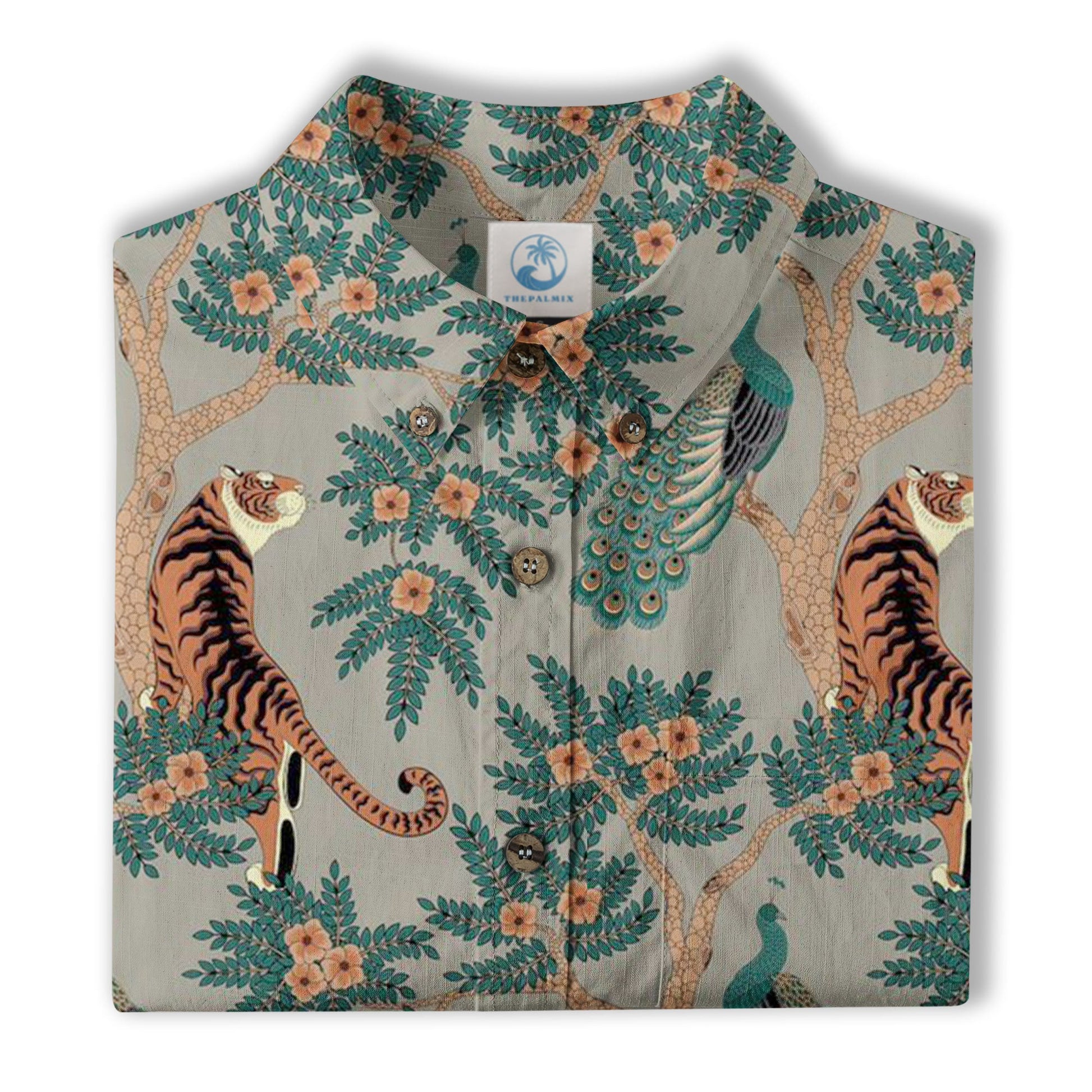 Tiger And Peacock Jungle Aloha Hawaiian Shirt