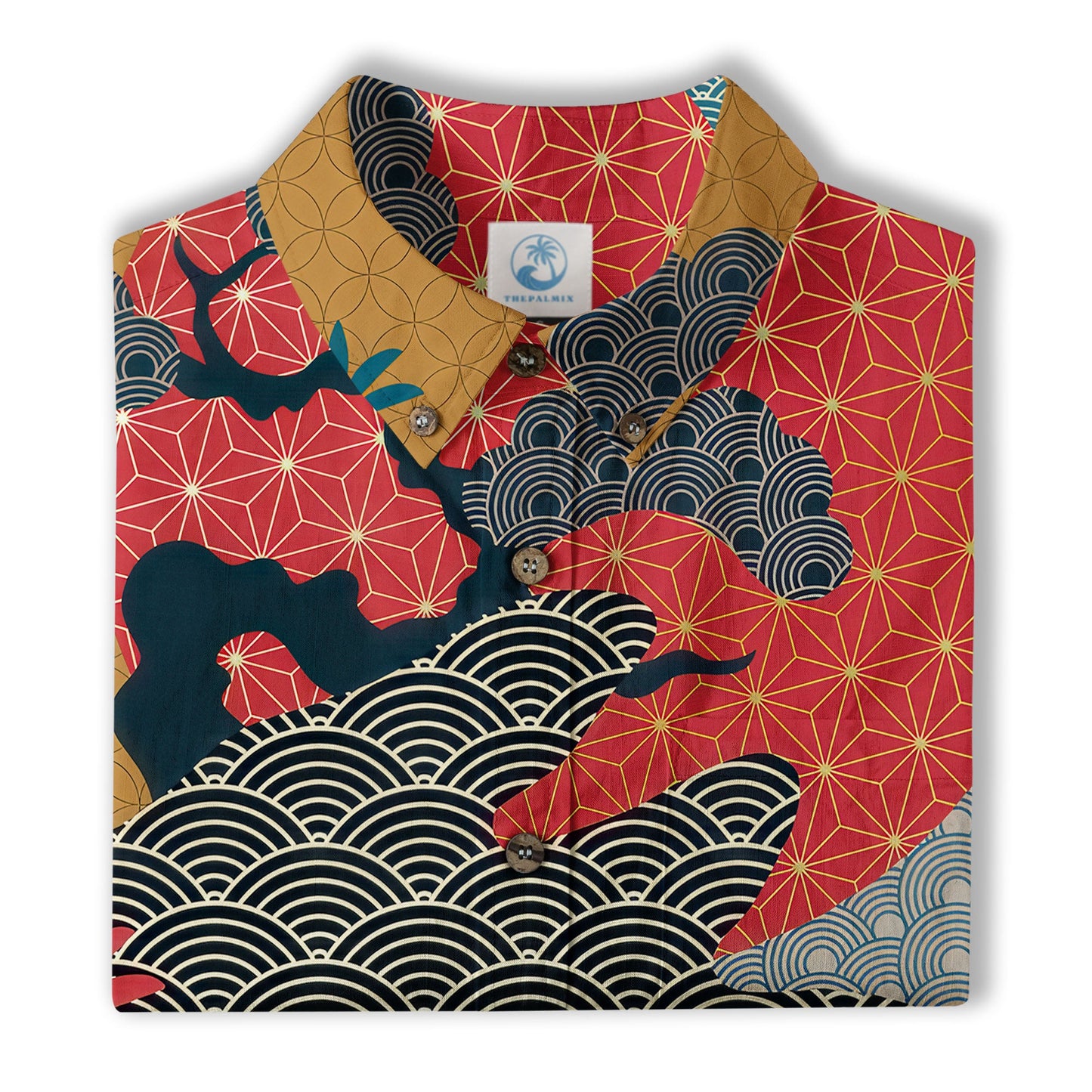 Crane Sakura Japanese Hawaiian Shirt Ocean Wave Koi Carp Fish Hawaiian