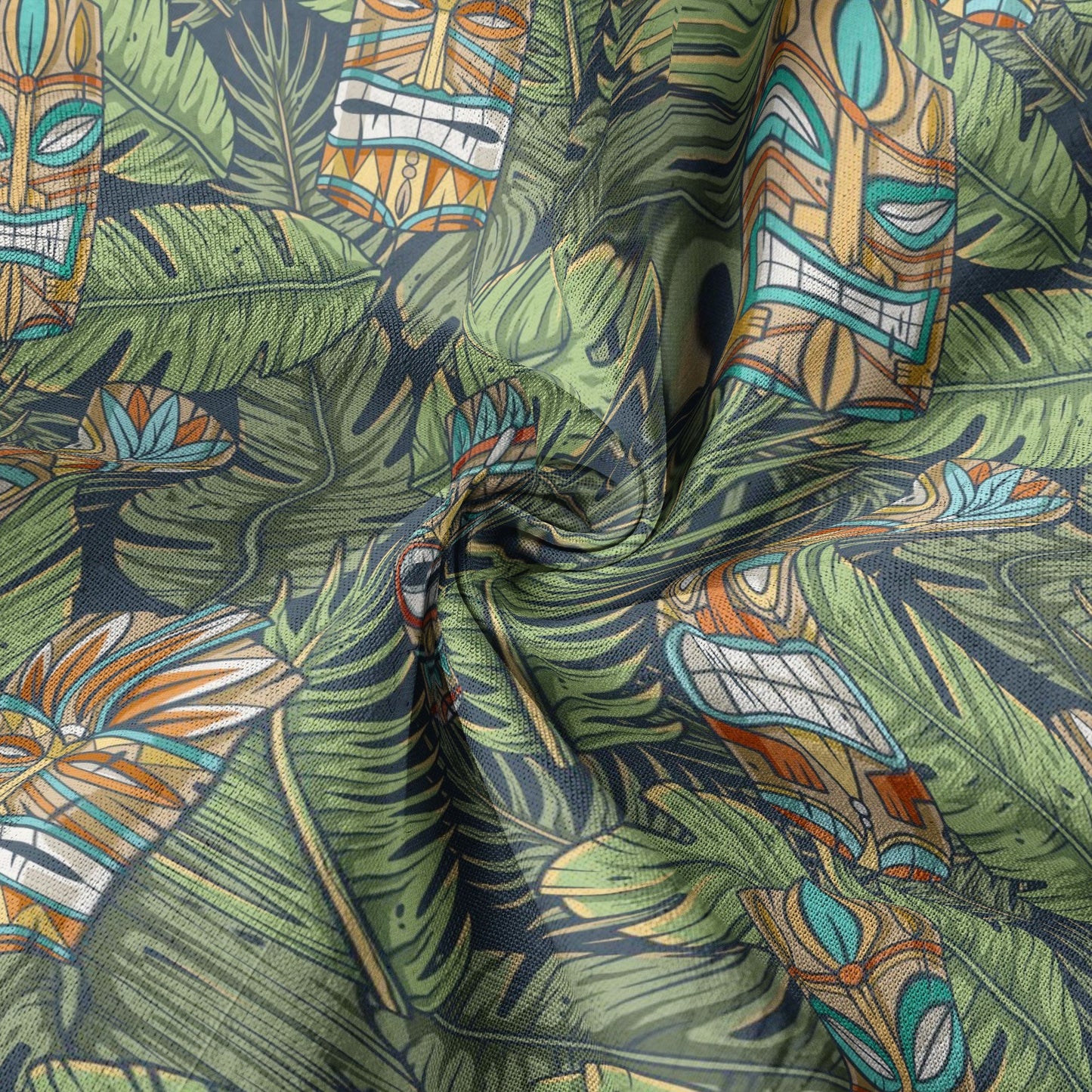 Surfing Tiki Mask Pattern Hawaii Shirt for Men, Aloha Flamingo Pattern Hawaii Shirt