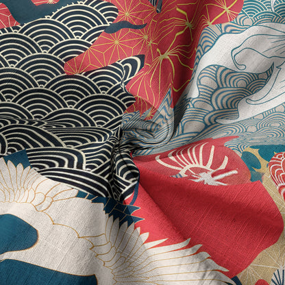 Crane Sakura Japanese Hawaiian Shirt Ocean Wave Koi Carp Fish Hawaiian