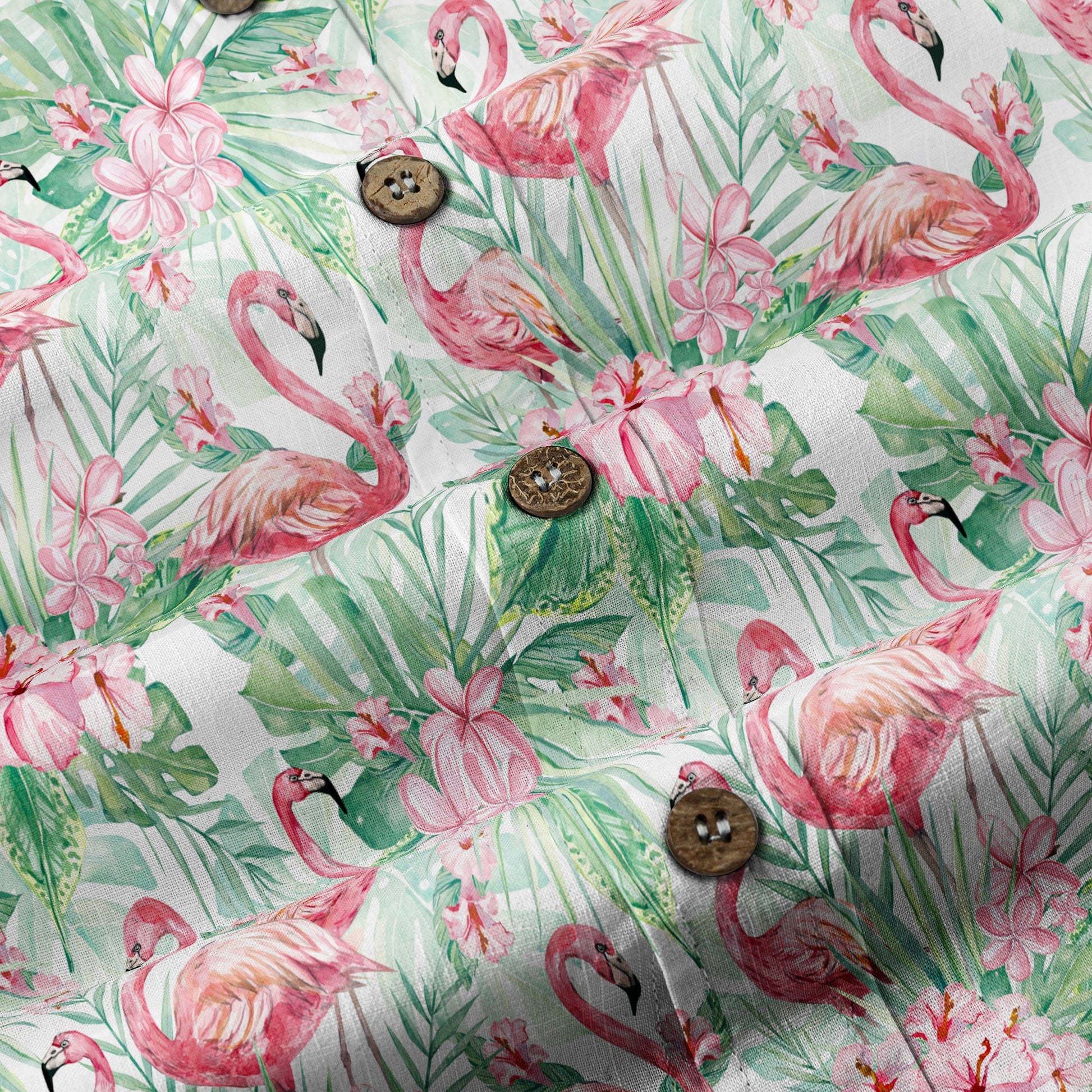 Floral Flamingo Hawaii Pattern Shirt, Hibiscus Hawaiian Shirt