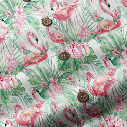 Floral Flamingo Hawaii Pattern Shirt, Hibiscus Hawaiian Shirt
