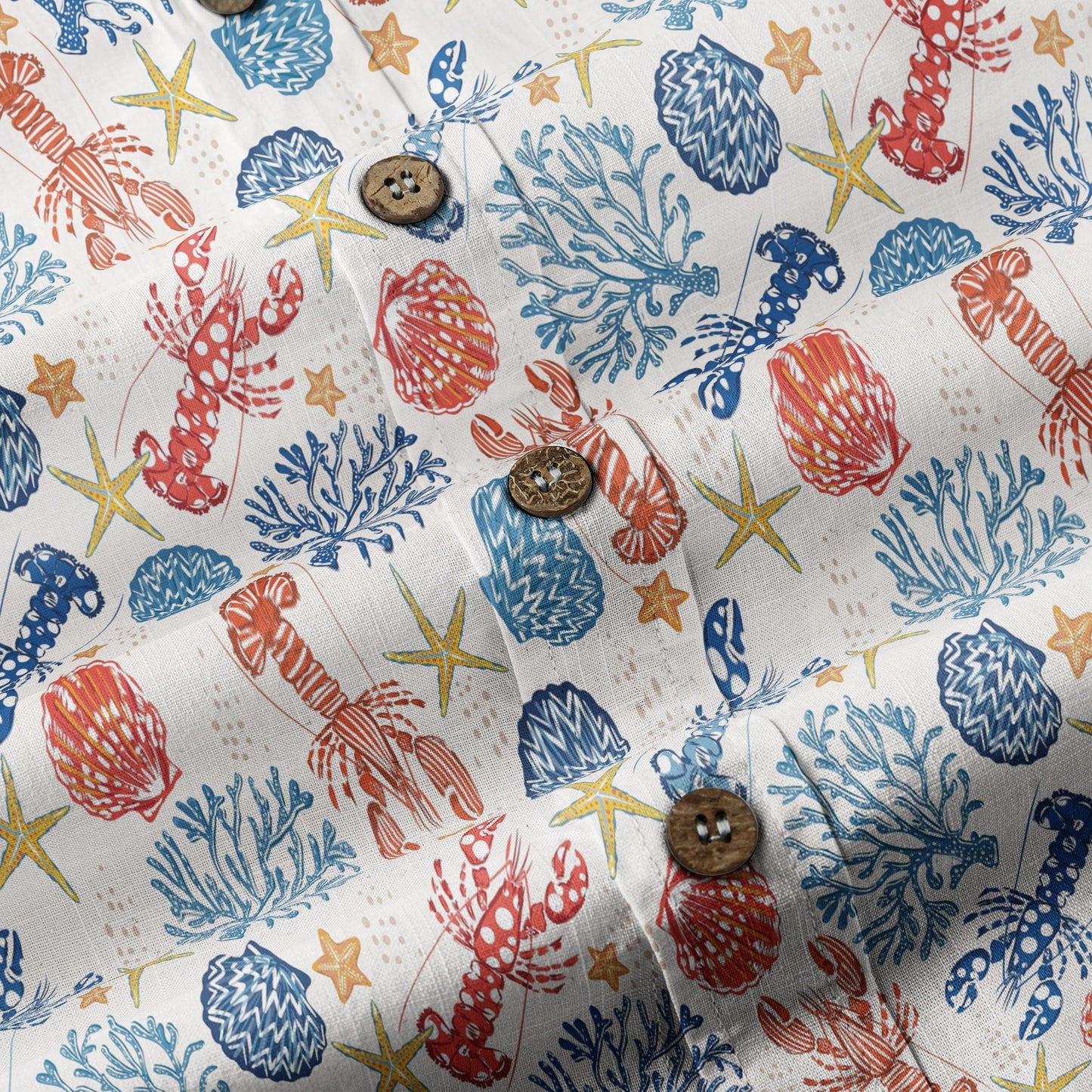 Ocean Animals Hawaiian Button Up Shirt, Optopus Summer Beach Shirt