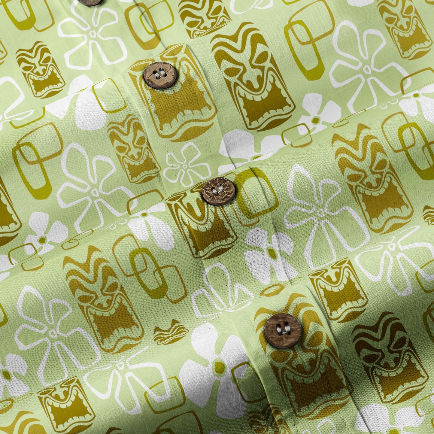 Exotic Tiki Pattern Hawaii Shirt for Men, Hibiscus Hawaii Shirt