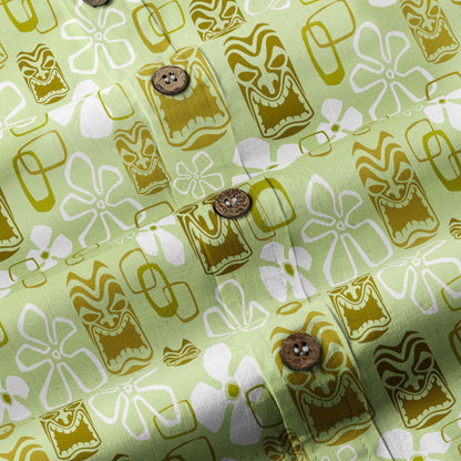 Exotic Tiki Pattern Hawaii Shirt for Men, Hibiscus Hawaii Shirt