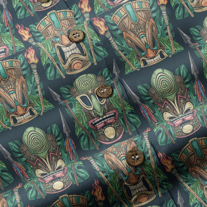 Exotic Tiki Mask Pattern Hawaii Shirt for Men