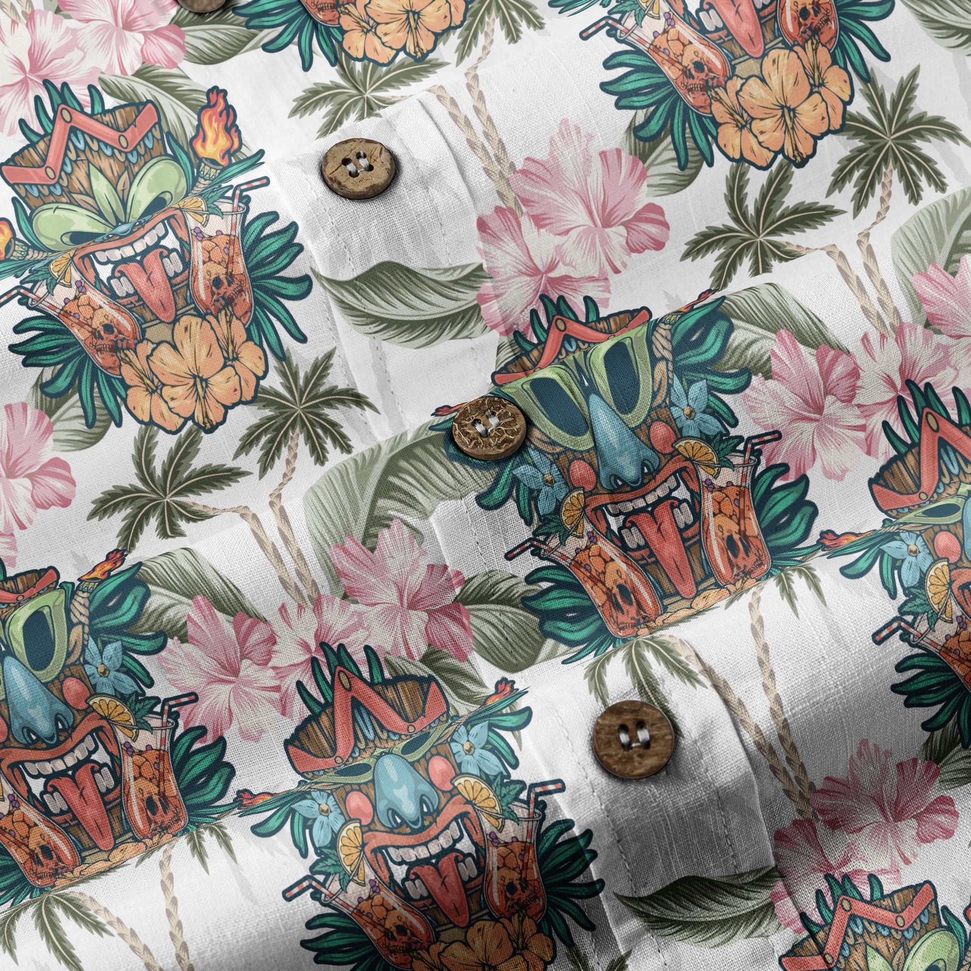 Tiki Mask Pattern Hawaii Shirt for Men, Aloha Pattern Shirt