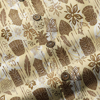 Surfing Tiki Mask Pattern Hawaii Shirt for Men, Tiki Mask Hawaiian Shirt