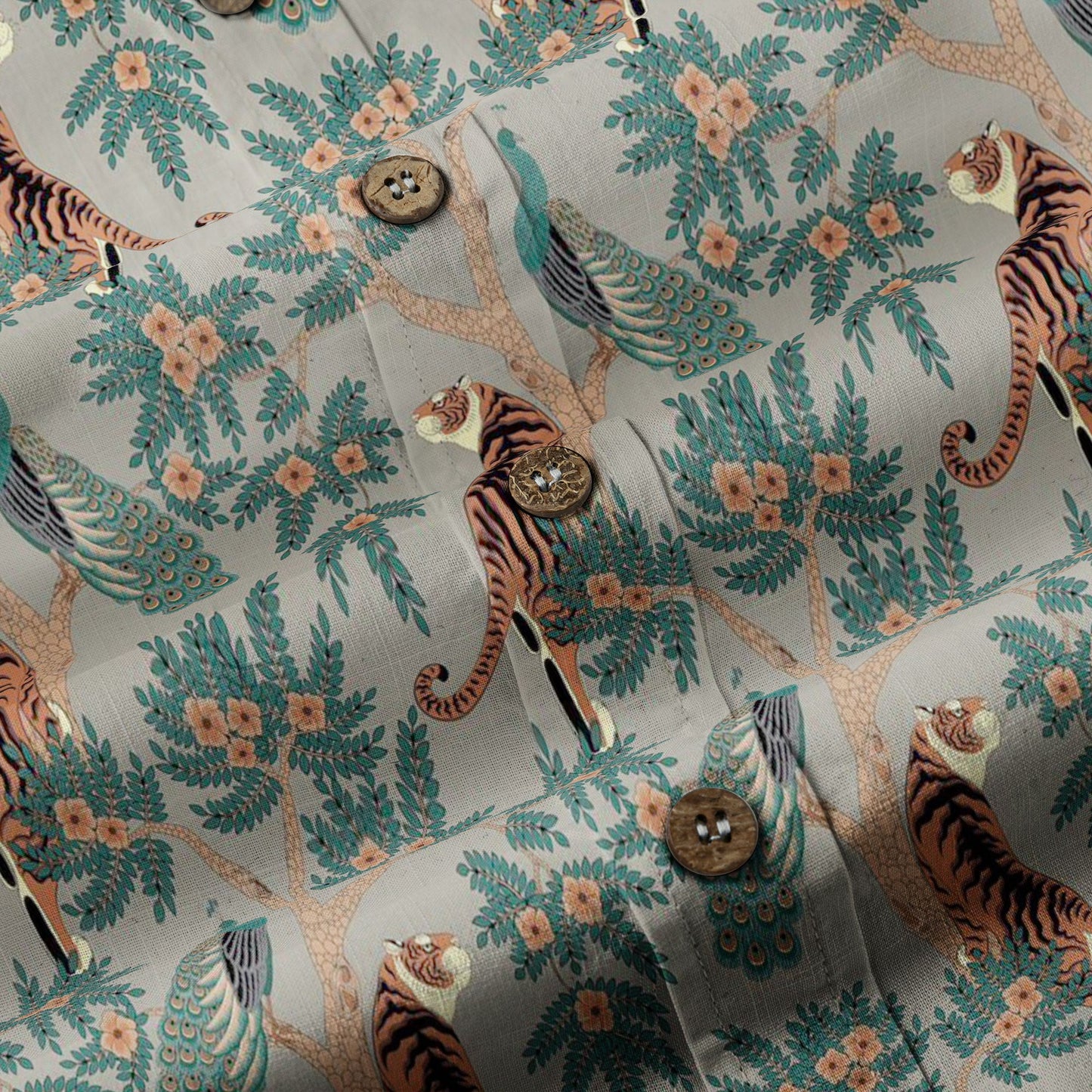 Tiger And Peacock Jungle Aloha Hawaiian Shirt