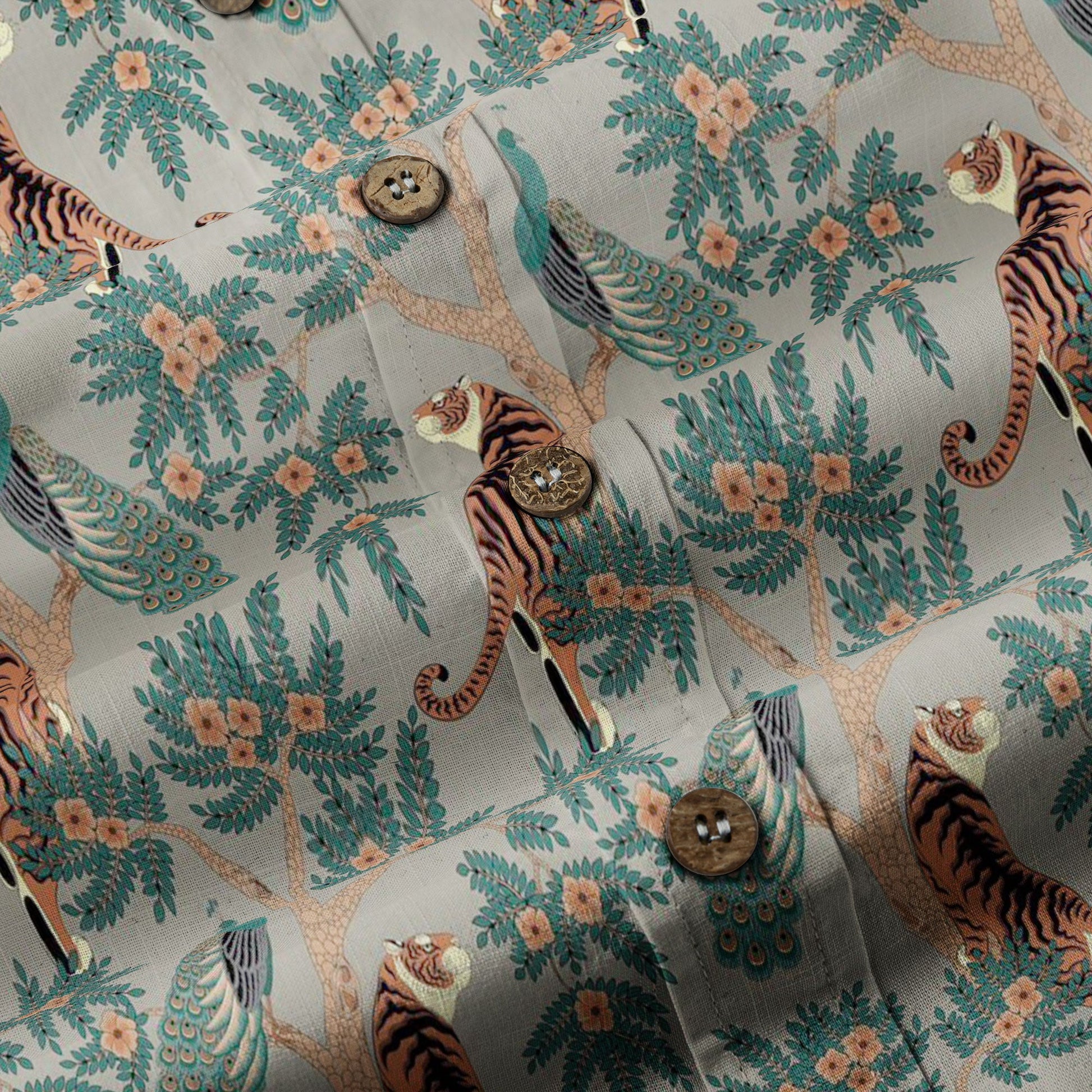 Tiger And Peacock Jungle Aloha Hawaiian Shirt