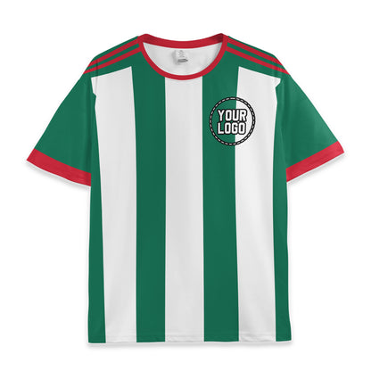 Custom Team Green and White Bold Stripe Soccer Jersey