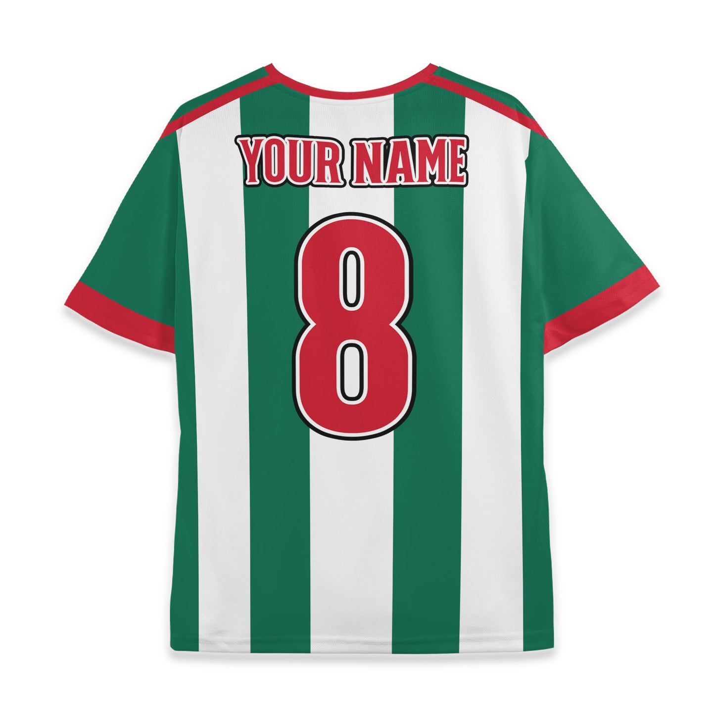 Custom Team Green and White Bold Stripe Soccer Jersey
