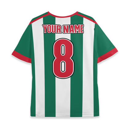 Custom Team Green and White Bold Stripe Soccer Jersey
