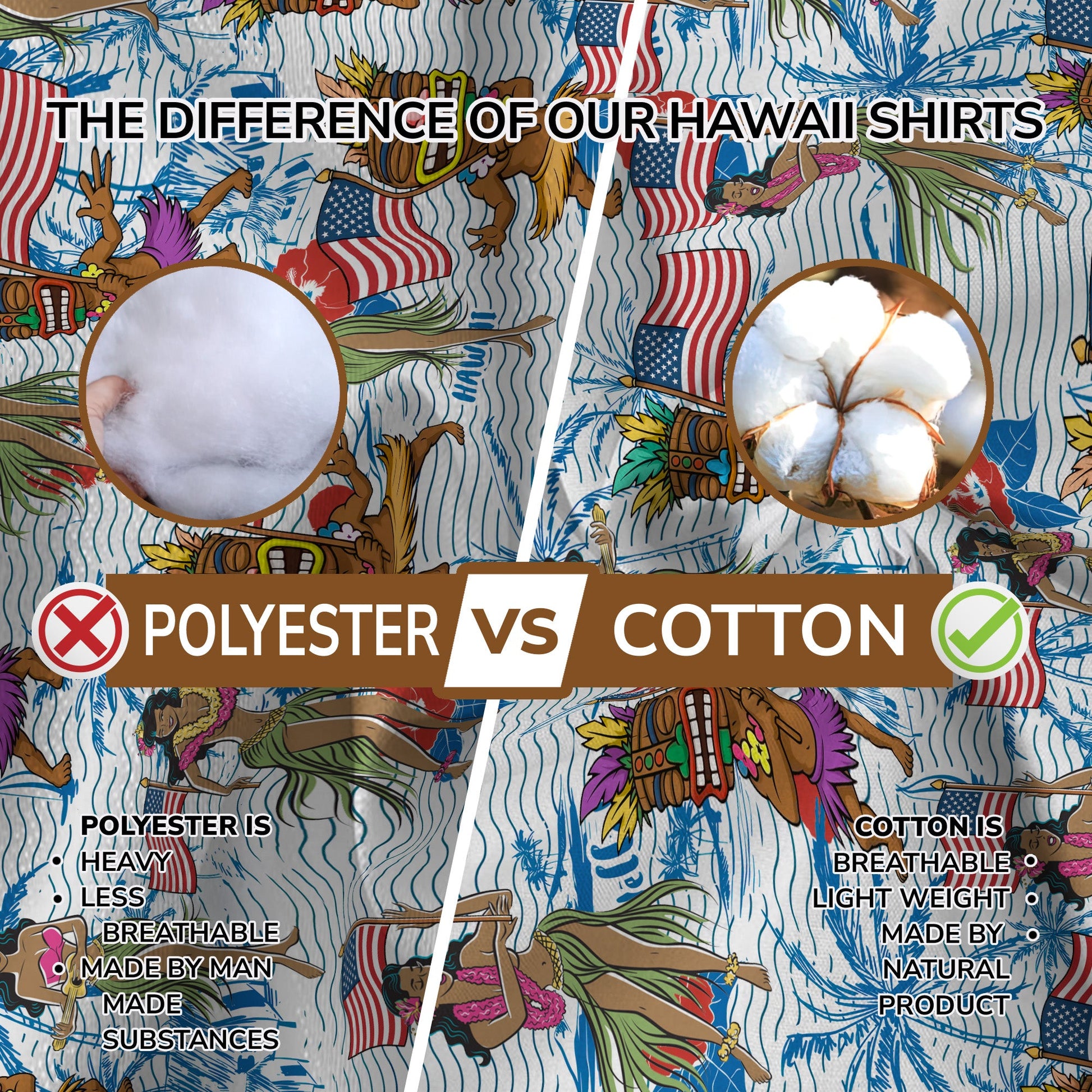 Tiki Mask Hula Dance Independence Day of USA - Cotton Hawaii Shirt