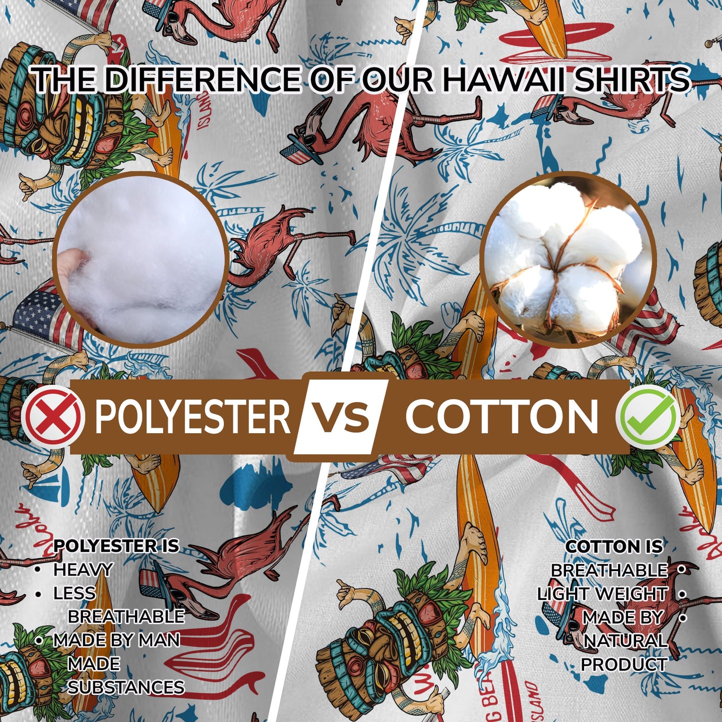 Tiki Mask USA Flag Independence Day  - Cotton Hawaii Shirt