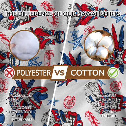 Tiki Mask US Flag Independence Day  - Cotton Hawaii Shirt