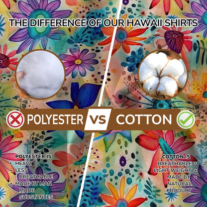 Hippie Flowers Seamless Patterns Hawaii Shirt, Groovy Floral Pattern Hawaiian Shirt