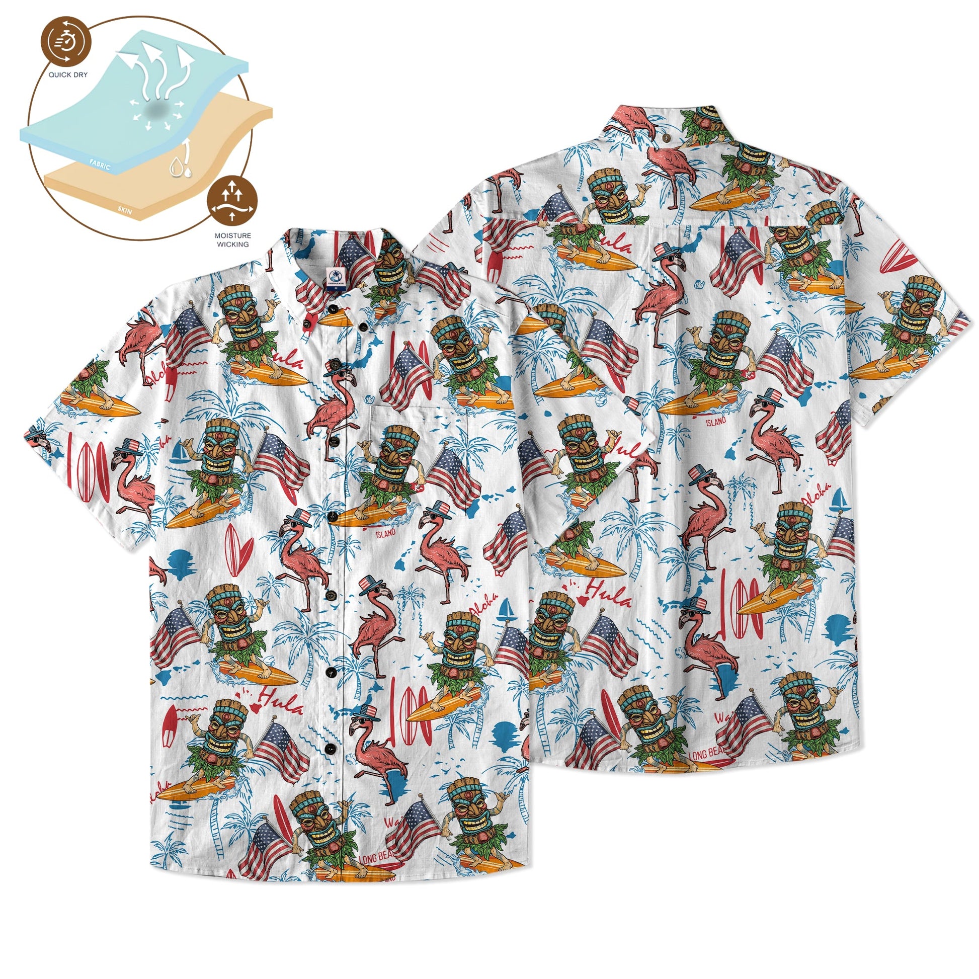 Tiki Mask Independence Day - Cotton Hawaii Shirt