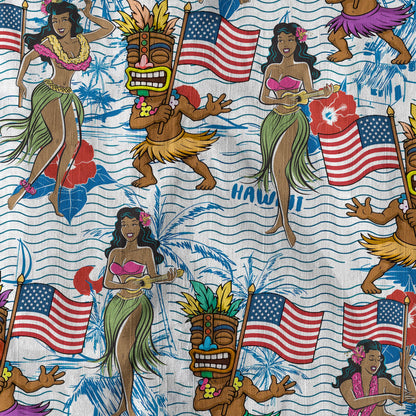 Tiki Mask Hula Dance Independence Day of USA - Cotton Hawaii Shirt