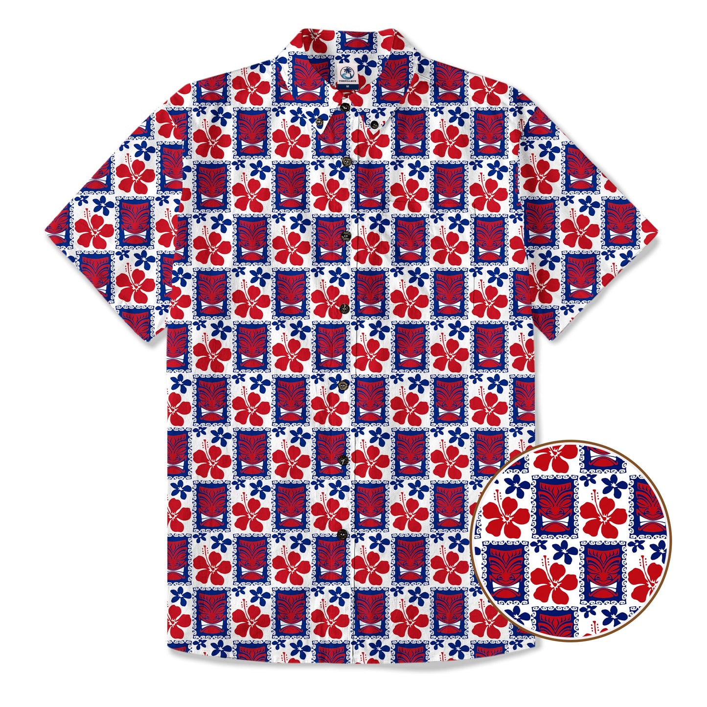 Tiki US Flag Independence Day  - Cotton Hawaii Shirt