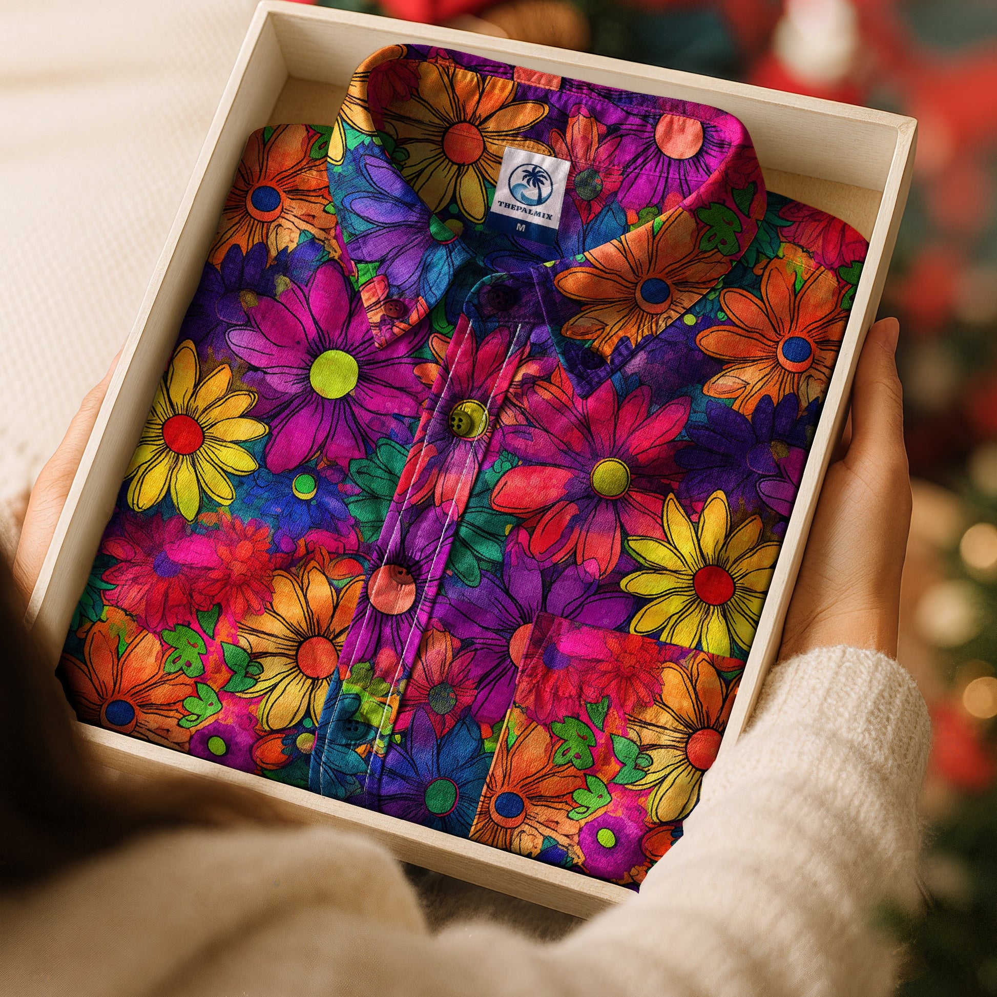 Hippie Flowers Seamless Patterns Hawaii Shirt, Groovy Floral Pattern Hawaiian Shirt