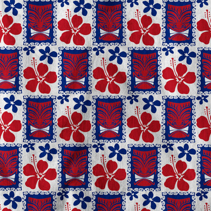 Tiki US Flag Independence Day  - Cotton Hawaii Shirt