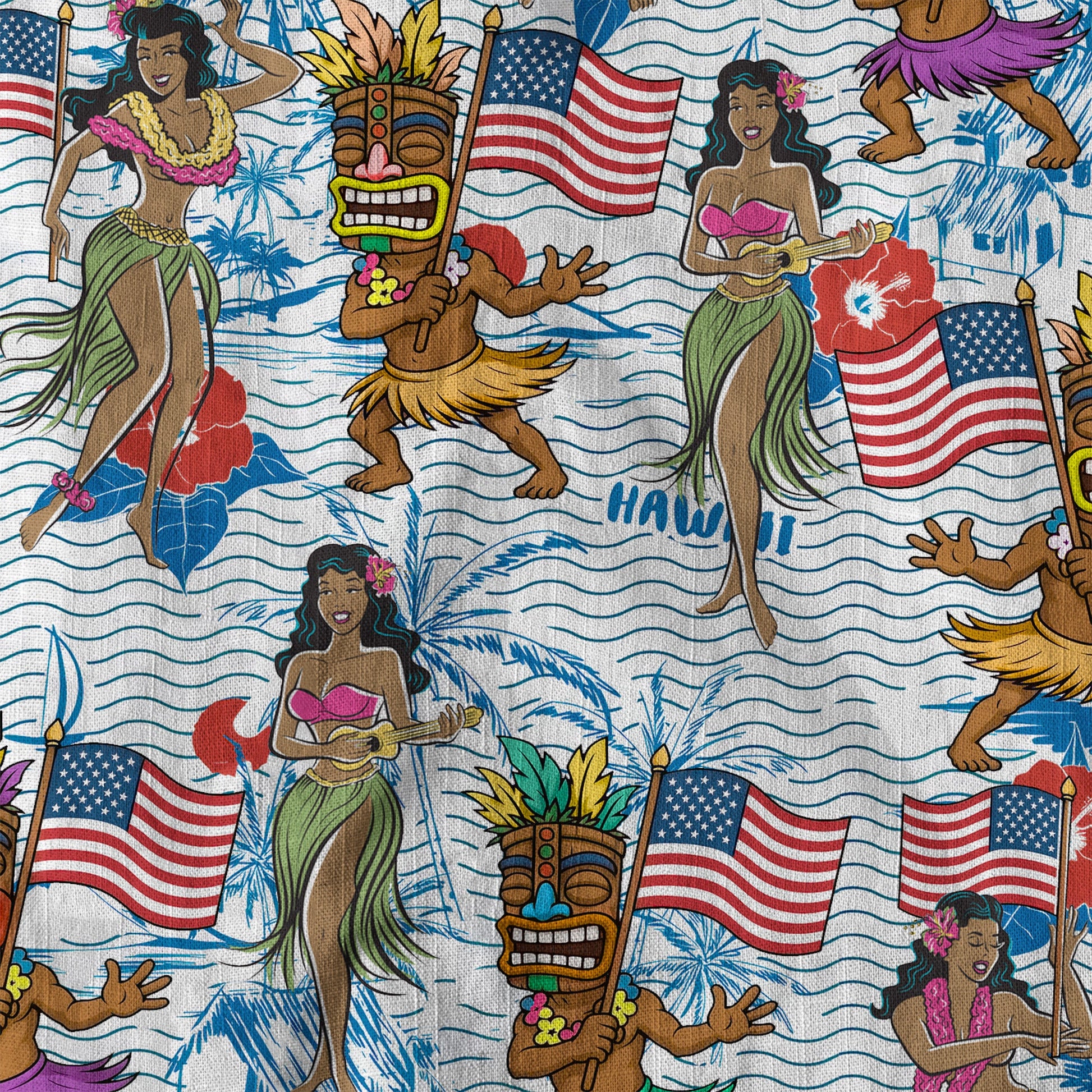Tiki Mask Independence Day - Cotton Hawaii Shirt