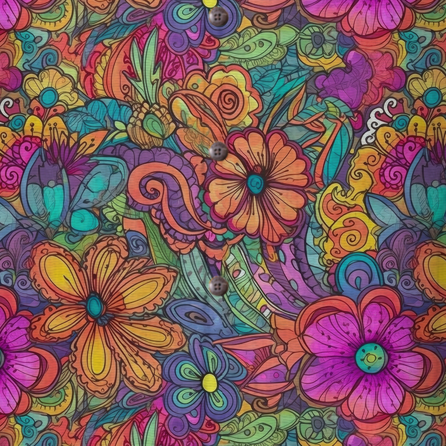 Colorful Hippie Flowers Patterns Hawaii Shirt, Groovy Floral Pattern Hawaiian Shirt for Men Women
