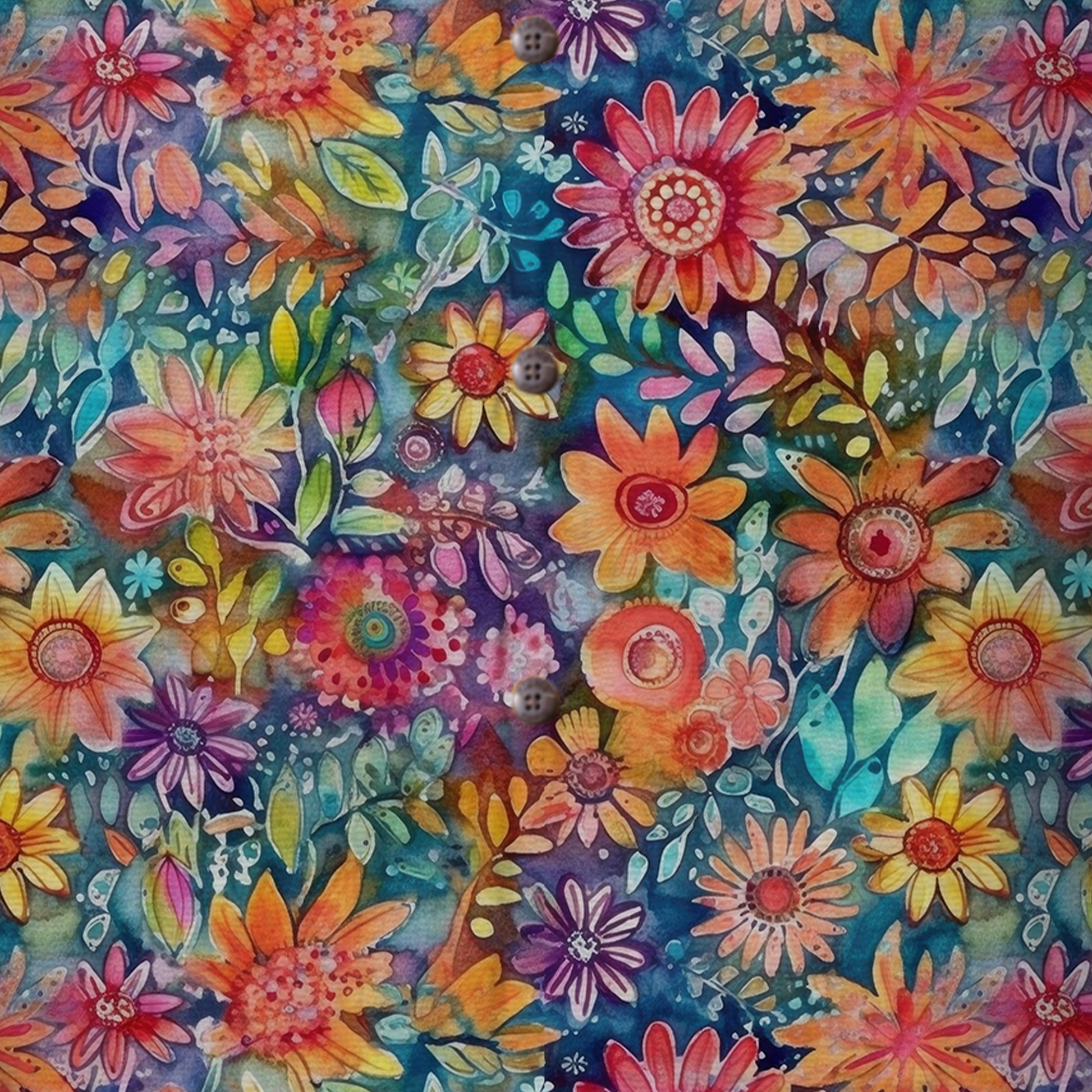 Colorful Hippie Flowers Patterns Hawaii Shirt, Groovy Floral Pattern Hawaiian Shirt for Men Women