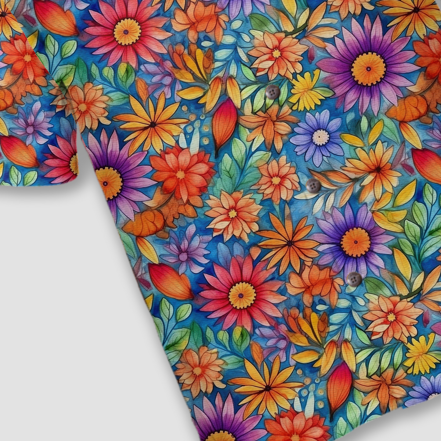 Colorful Hippie Flowers Patterns Hawaii Shirt, Groovy Floral Pattern Hawaiian Shirt for Men Women