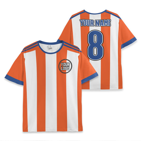 Custom Team Orange and White Bold Stripe Soccer Jersey