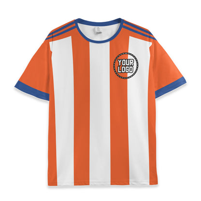 Custom Team Orange and White Bold Stripe Soccer Jersey