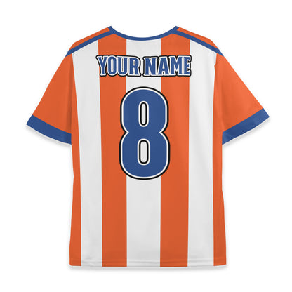 Custom Team Orange and White Bold Stripe Soccer Jersey