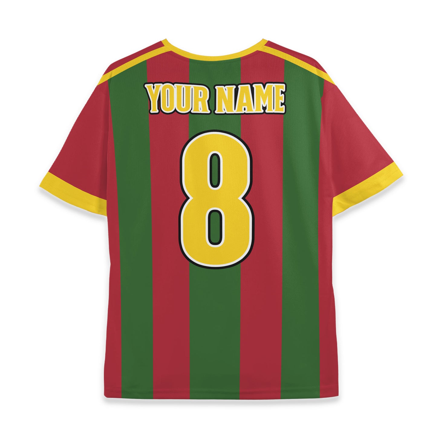 Custom Team Red and Dark Green Bold Stripe Soccer Jersey